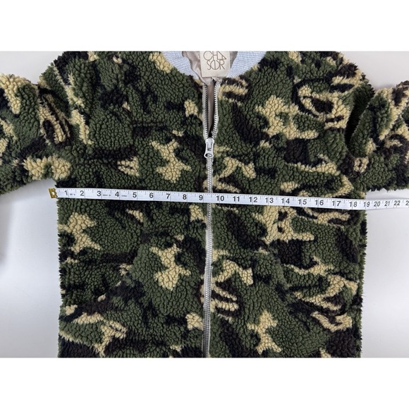 Chaser Camo Faux Fur Teddy Bomber Jacket Women's S Zip Up Sherpa Cozy - Picture 4 of 8